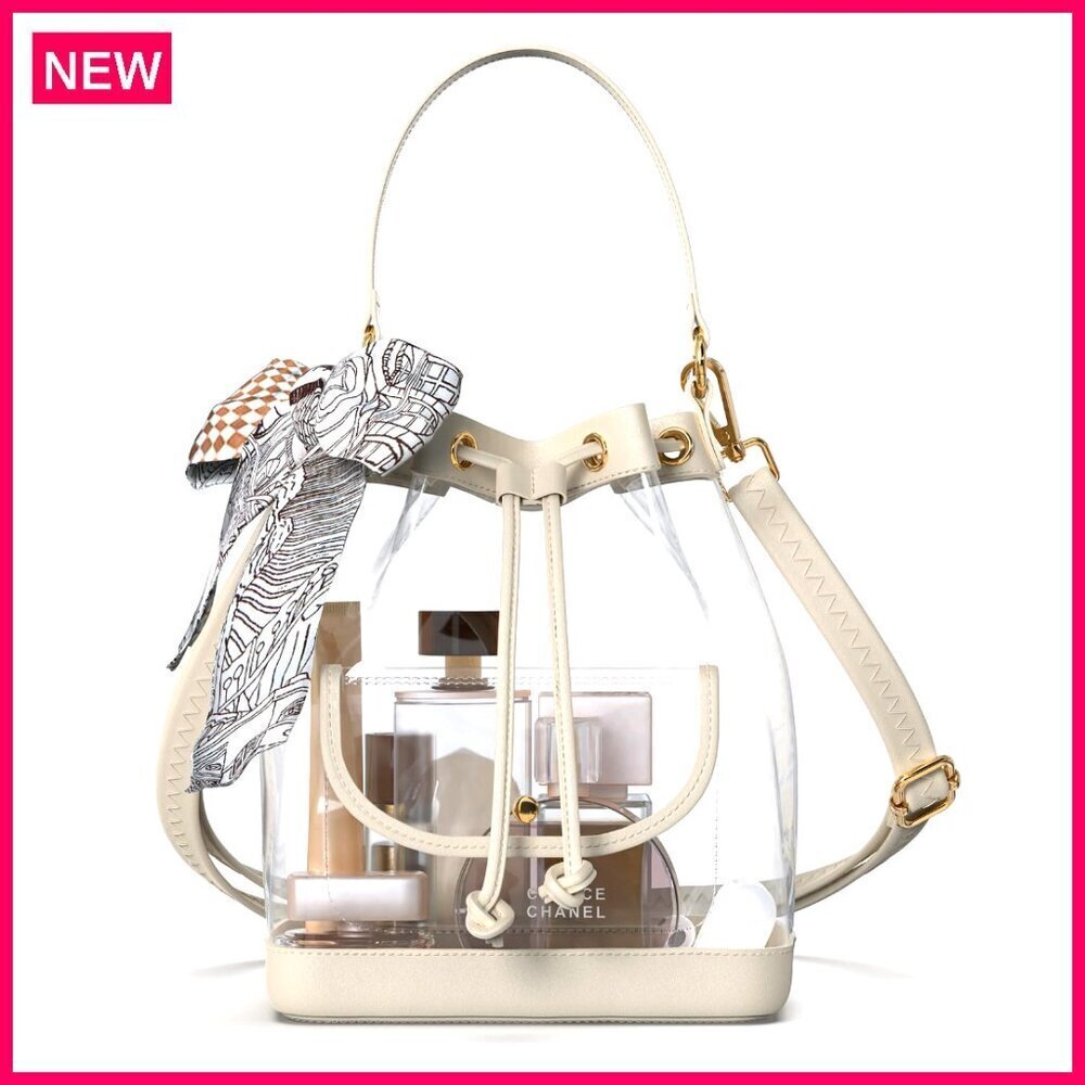 Clear Crossbody Bucket Bag Stadium Approved PVC Purse Women's 8.2x6.3x4